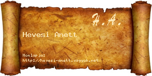 Hevesi Anett névjegykártya